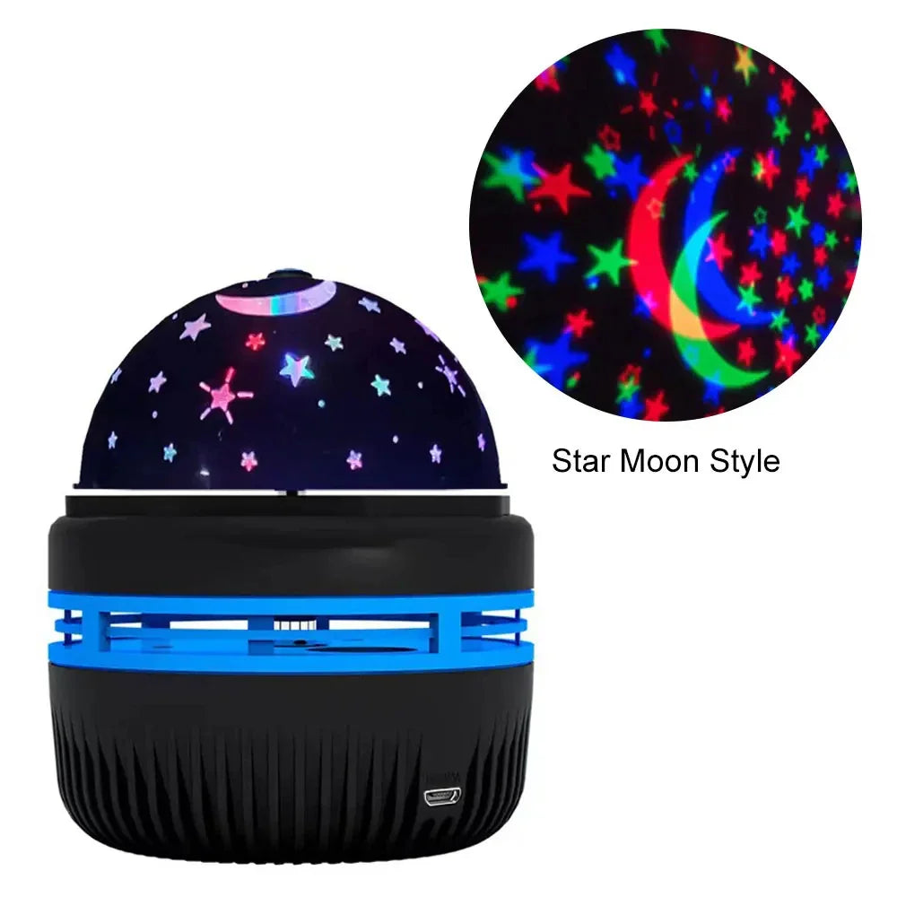 Starry Moon Projector Night Light | USB RGB Rotating Ambiance Lamp